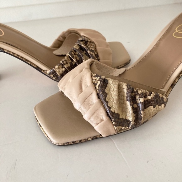 NWOT Sam Edelman Anthropologie Kittie Snake Print Peep Toe Heels Sz 8 - Picture 2 of 9
